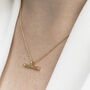 Sterling Silver Gold Plated T Bar Necklace, thumbnail 4 of 9