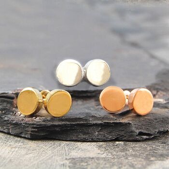 Round Disc Sterling Silver Stud Earrings, 6 of 7