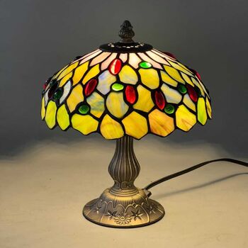 Floral Tiffany Table Lamp, Home Decor, Handmade Antique, 9 of 12