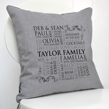 Personalised Family Word Art Piped Cushion, 4 of 4