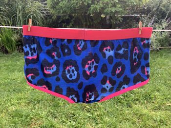 Ladies Boxer Shorts Blue Leopard Print, 4 of 6