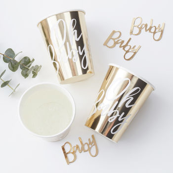 Gold Foiled Oh Baby Baby Shower Party Paper Cups, 2 of 3