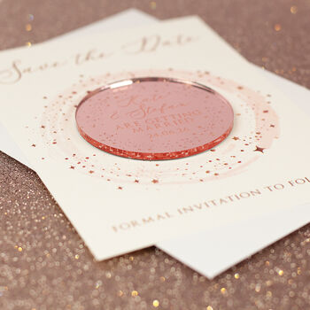 Sparkly Circle Wedding Save The Date Magnets And Cards, 7 of 9