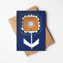 Blue And Orange Retro Floral Card, thumbnail 1 of 3