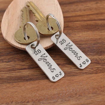 25th Anniversary Couples Pair Personalised Keyrings, 4 of 6
