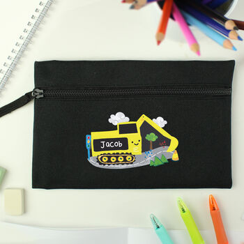 Personalised Cute Digger Pencil Case For School, 2 of 2