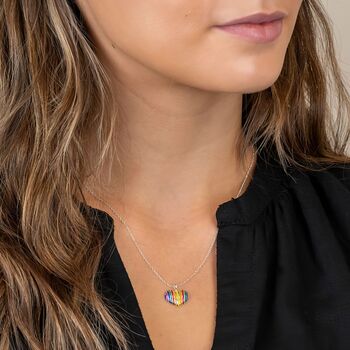 Sterling Silver Rainbow Heart Necklace, 4 of 12