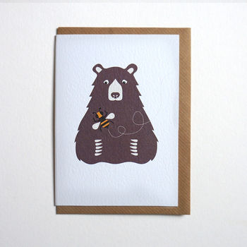 Bear And Bee Greeting Card, 2 of 2