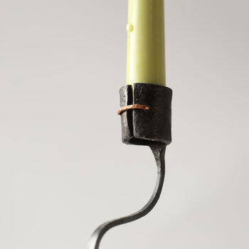 11th Anniversary Gift Tall Steel Elegant Taper Candle Holder. Hand Shaped Curved Handle Design, 3 of 11