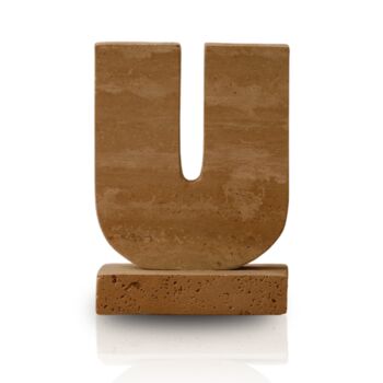 Travertine U Shaped Decorative Sculpture, Hand Carved Natural Stone, 2 of 2