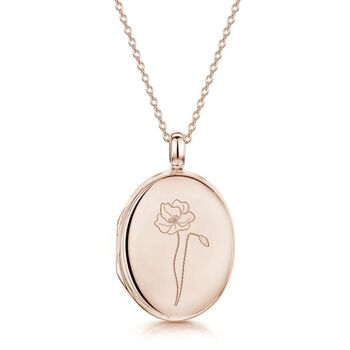 Personalised Flower Locket Necklace 18 K Rose Gold, 4 of 8