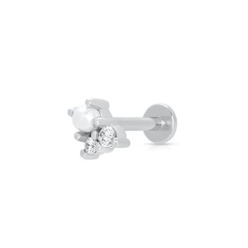 Pearl And Sparkle Single Flat Back Earring, 6 of 7