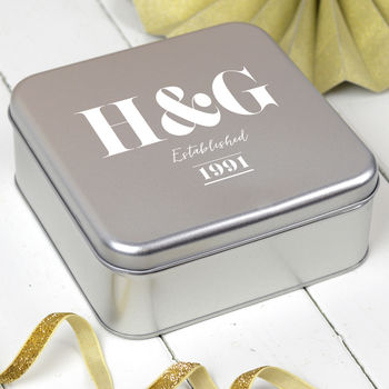 Personalised Silver 10th Anniversary Initials Tin, 4 of 5