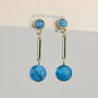 Gold Turquoise Bead Dangle Stud Earrings, thumbnail 1 of 3