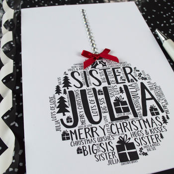 Personalised Sister Christmas Bauble Card, 5 of 7