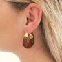 Sara Gold Plated Resin Oval Hoop Earrings, thumbnail 3 of 6