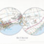 Personalised Postcodes Two Circle Locations Map Print, thumbnail 4 of 7