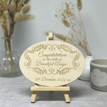 Personalised Wooden New Baby Birth Plaque, 2 of 11