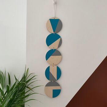 Five Tier Small Wooden Bright Coloured Wall Hanging, 2 of 5