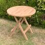 50cm Round Teak Wood Folding Garden Table, thumbnail 2 of 2