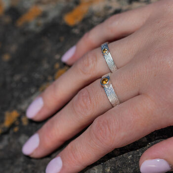 Citrine November Birthstone Ring In Textured Sterling Silver, 5 of 10