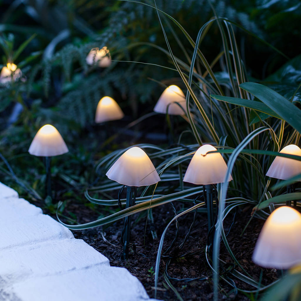 12 Mini Mushroom Solar  Stake  Lights  By Lights4fun 