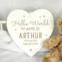 Personalised Hello World New Baby Heart Decoration, thumbnail 1 of 4