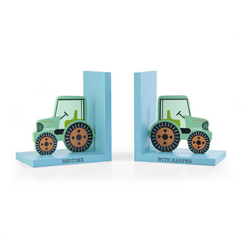 Personalised Kids Green Tractor Bookends, 6 of 6