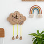 Children's Oak Wood Raindrops And Cloud Rainbow Clock, thumbnail 1 of 6