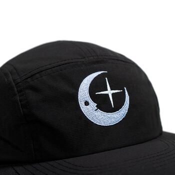 Moon Smile Embroidered Five Panel Cap Black, 2 of 4