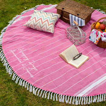 Personalised Circular Pink Picnic Blanket, 3 of 4