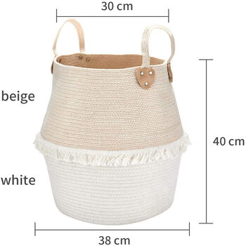 Nursery Laundry Belly Basket Beige Cotton Rope, 2 of 4