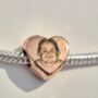 Personalised Rose Gold Pandora Style Charm – Photo Engraved With Text, thumbnail 1 of 3