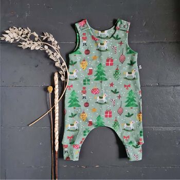 Organic Christmas Baby And Toddler Dungarees, 3 of 5