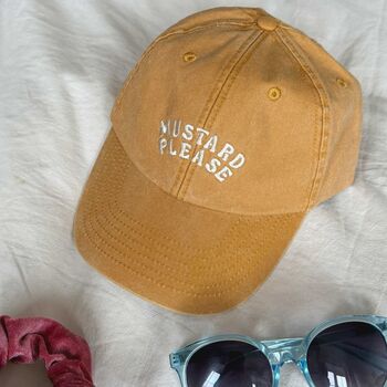 Mustard Please Embroidered Slogan Cap, 4 of 4