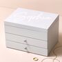 Personalised Grey Jewellery Box With Pull Drawers, thumbnail 1 of 4