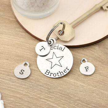 Gift For Brother Personalised Round Pewter Keyring, 3 of 5
