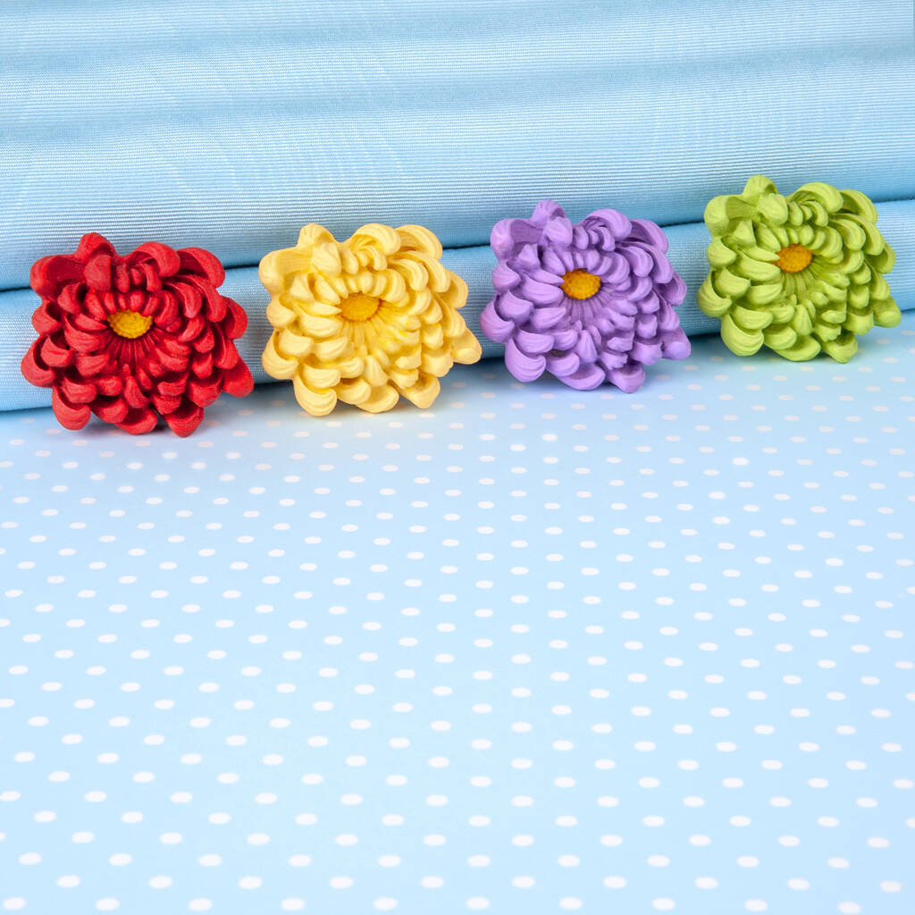 Chrysanthemum Brooch In A Selection Of Colours By Good Intentions