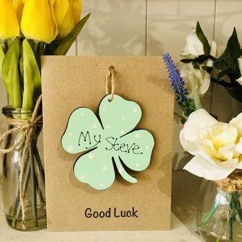 Personalised Good Luck Card Four Leaf Clover Keepsake, 4 of 9