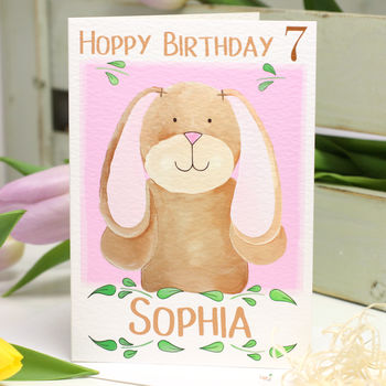 Personalised Bunny Age Hoppy Birthday Card, 2 of 8