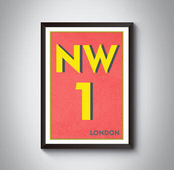Nw1 Marylebone London Typography Postcode Print, 5 of 9