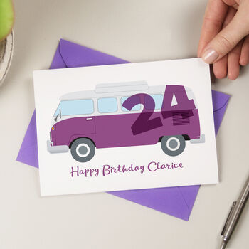 Camper Van Personalised Birthday Card, 2 of 3