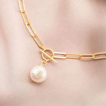 Freshwater Pearl Birthstone Statement Chain Necklace, 2 of 12