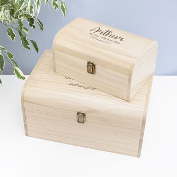 Personalised New Baby Wooden Keepsake Chest, 7 of 10