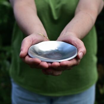 10th Anniversary Gift, Aluminium Pressed Dish. Trinket And Ring Receptacle, 7 of 9