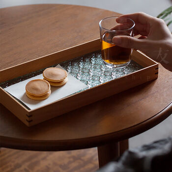 Glass Serving Tray In Wooden Frame, 2 of 7