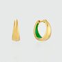 Havana Green Enamel And Gold Plated Huggie Earrings, thumbnail 4 of 5