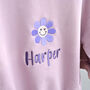 Personalised Mauve Sweatshirt Romper With Flower, thumbnail 2 of 6