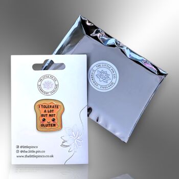 I Tolerate A Lot But Not Gluten Enamel Pin, Gluten Free Badge, 5 of 8