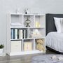 Eight Compartments White Wooden Bookcase Bookshelf, thumbnail 1 of 7